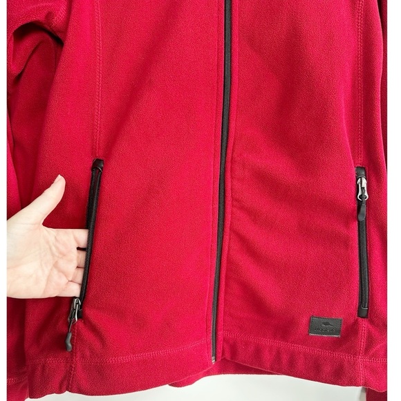 Roots Men Zip Up Fleece Red Lake Louise Patches Size Small Maple Leaf Beaver - Picture 2 of 9